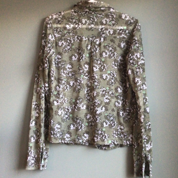 Vintage MEXX shear button down top in green/white floral. Sz L - Picture 4 of 6